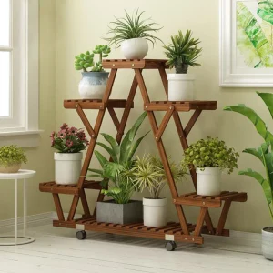 Triangular Plant Shelf  Wood Plant Holder